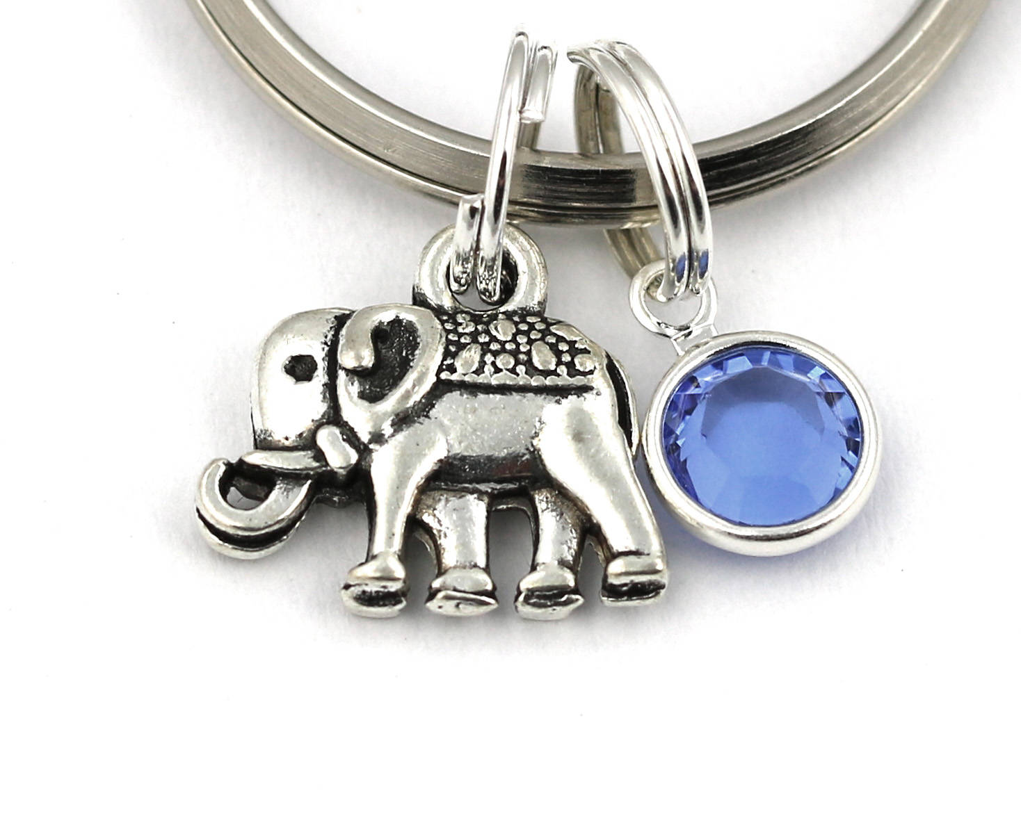 Small Elephant Key Ring Elephant Keychain With Birthstone Or Etsy