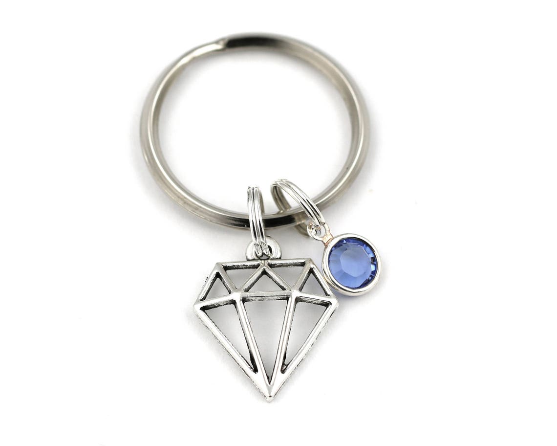 Diamond Key Ring Diamond Shaped Charm Keychain With Etsy