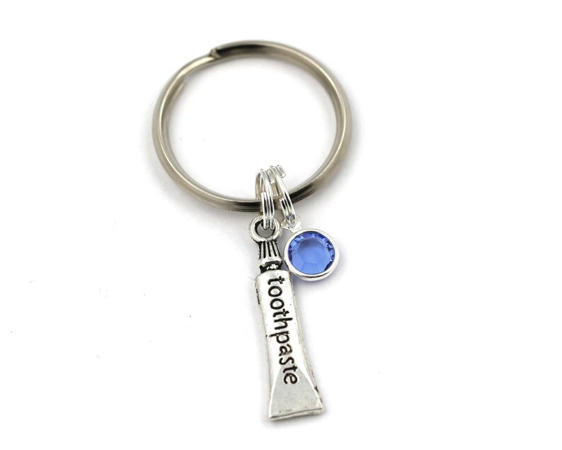Toothpaste Key Ring Dental Hygiene Keychain With Birthstone Etsy