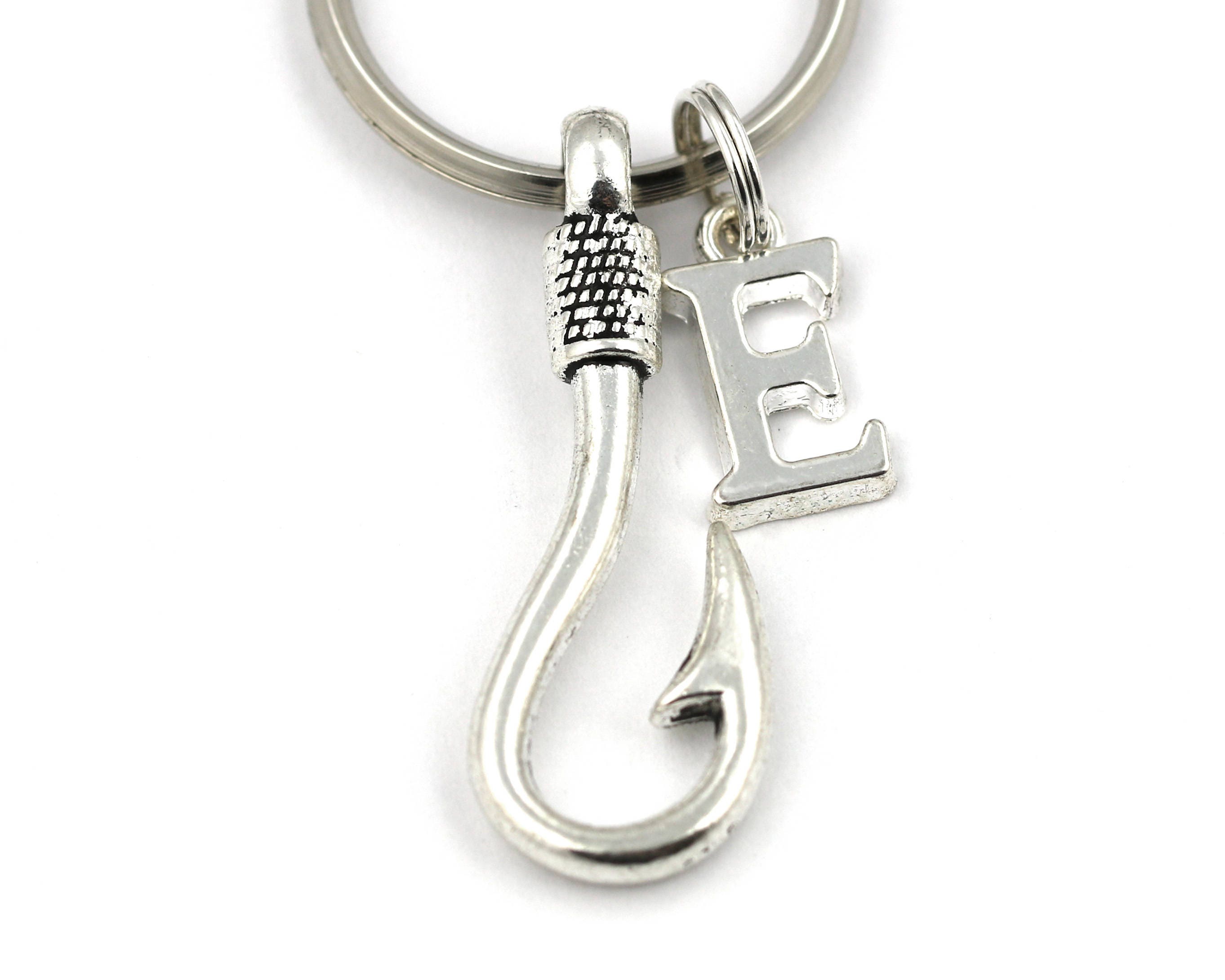 Hook Key Ring Personalized Fish Hook Keychain Fishing Etsy