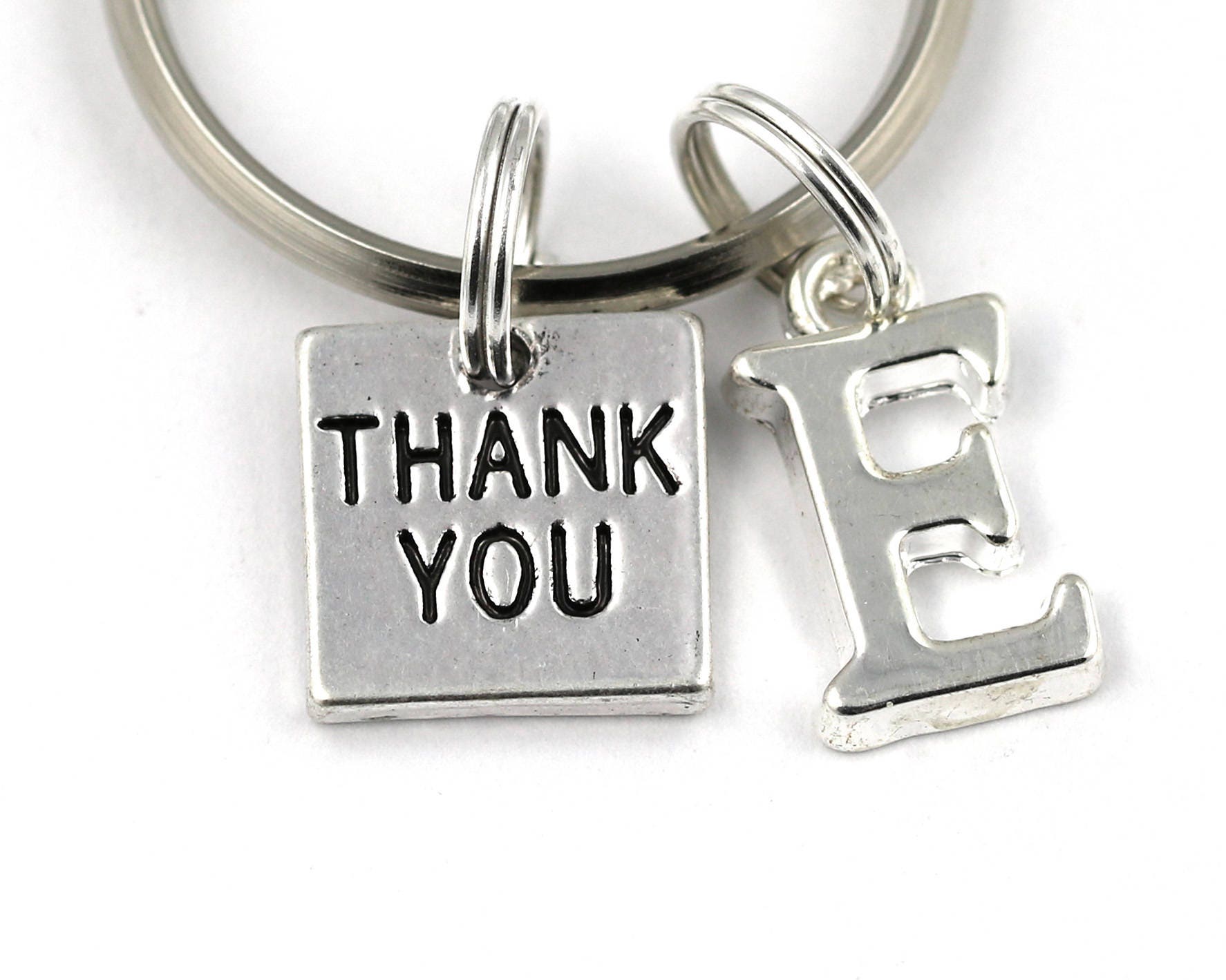 Thank You Key Ring Personalized Thank You Charm Keychain Etsy