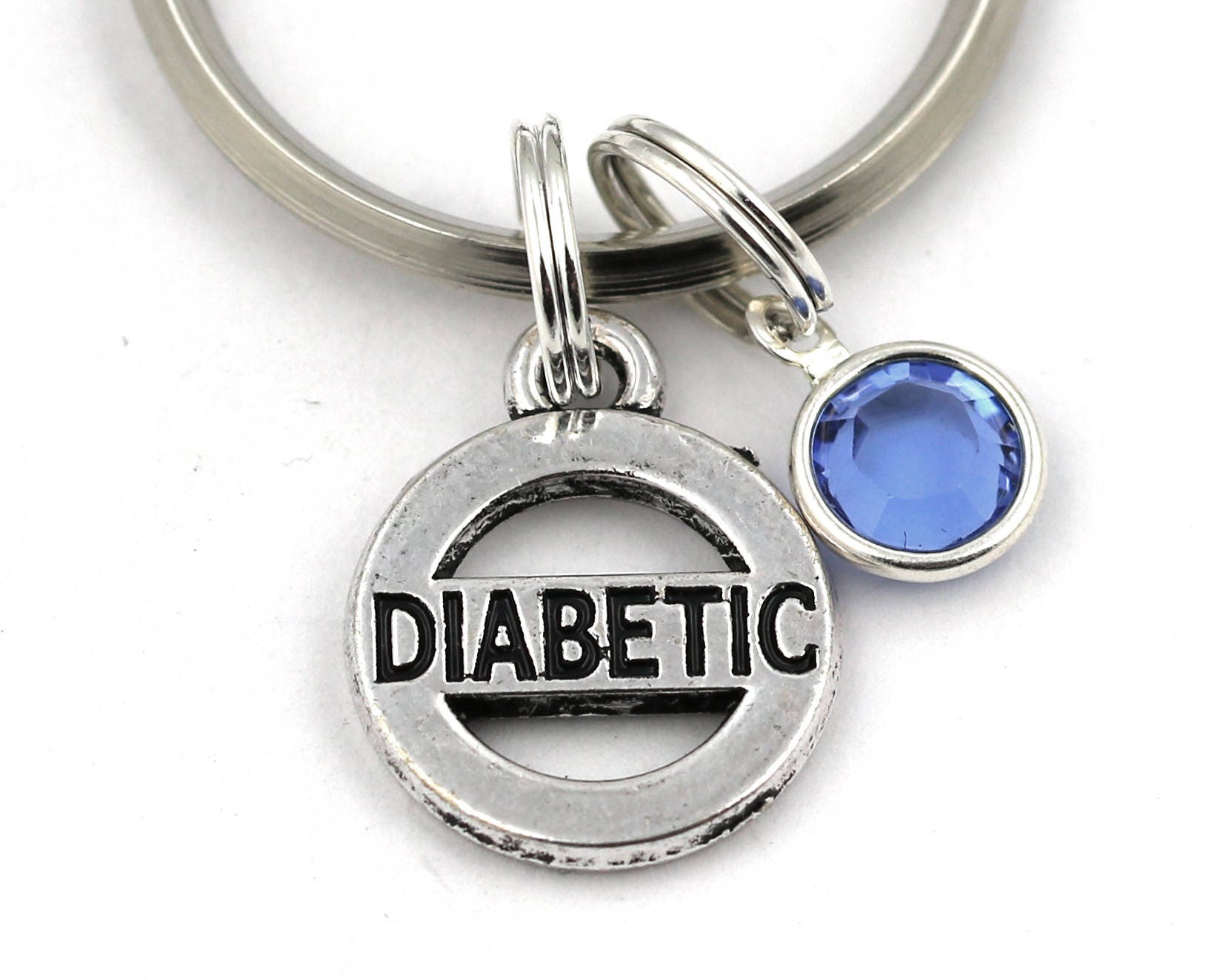 Diabetic Key Ring Diabetes Keychain With Birthstone Or Pearl Etsy