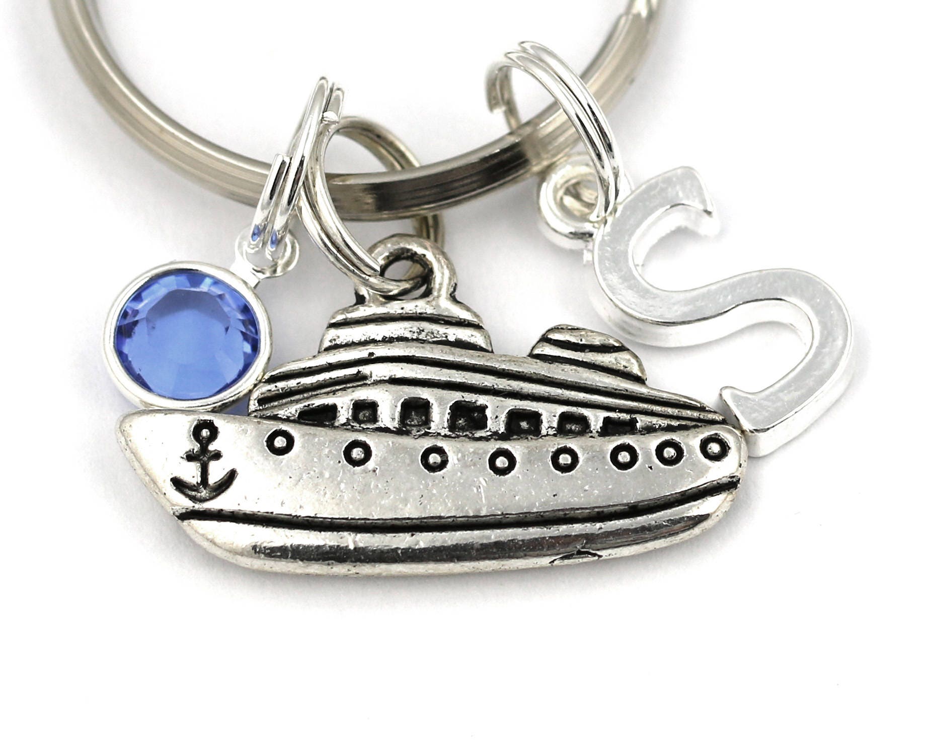 Boat Key Ring Personalized Boat Keychain With Birthstone Or Etsy