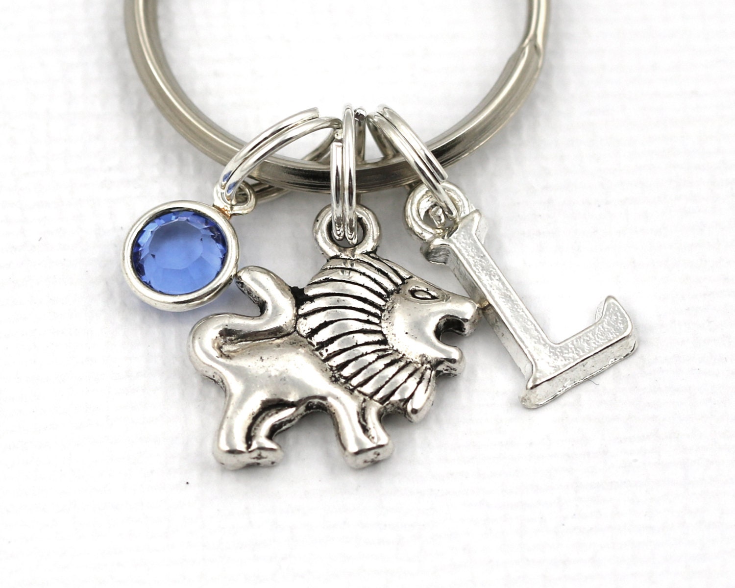 Lion Key Ring Personalized Lion Keychain With Birthstone Or Etsy