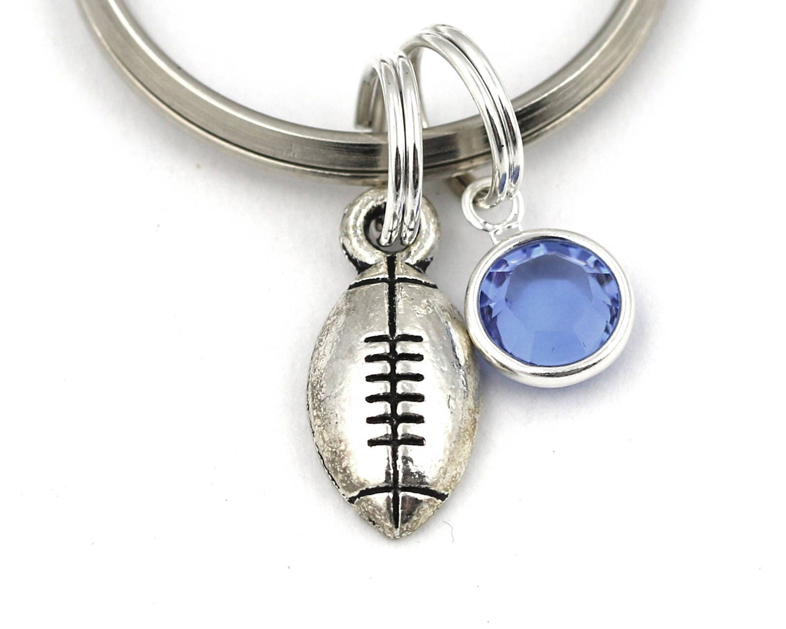 Small Rugby Key Ring Rugby Keychain With Birthstone Or Pearl Etsy