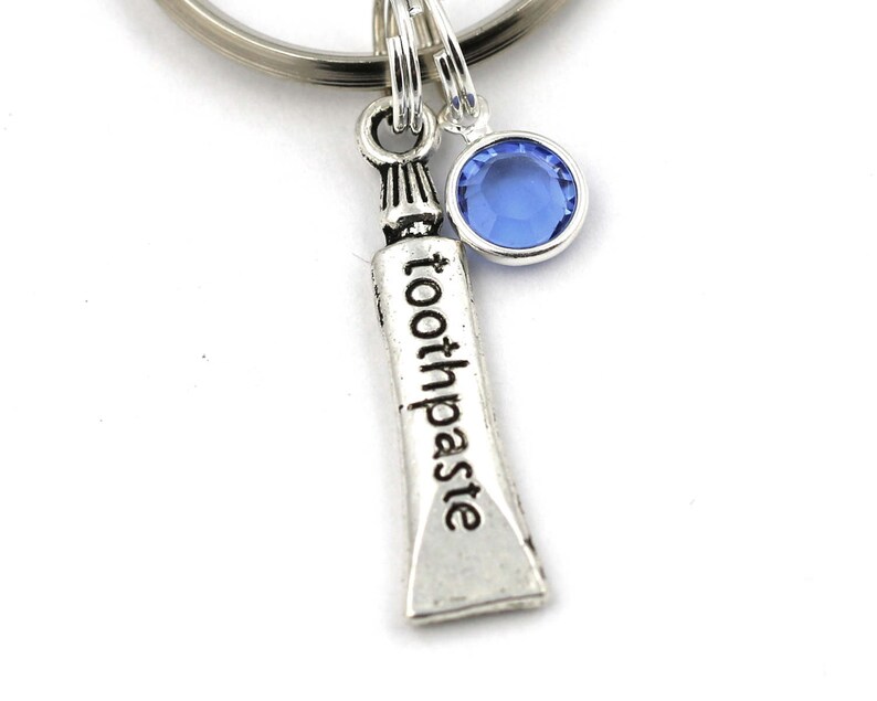 Toothpaste Key Ring Dental Hygiene Keychain With Birthstone Etsy