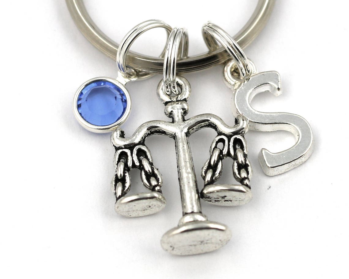 Scales Of Justice Key Ring Personalized Attorney Keychain Etsy