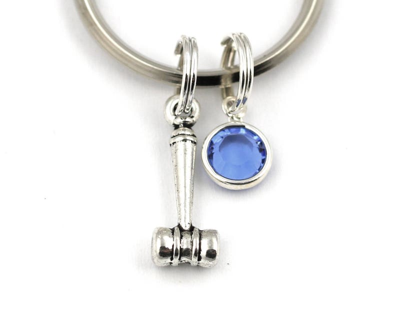Gavel Key Ring Gavel Keychain With Birthstone Or Pearl Etsy