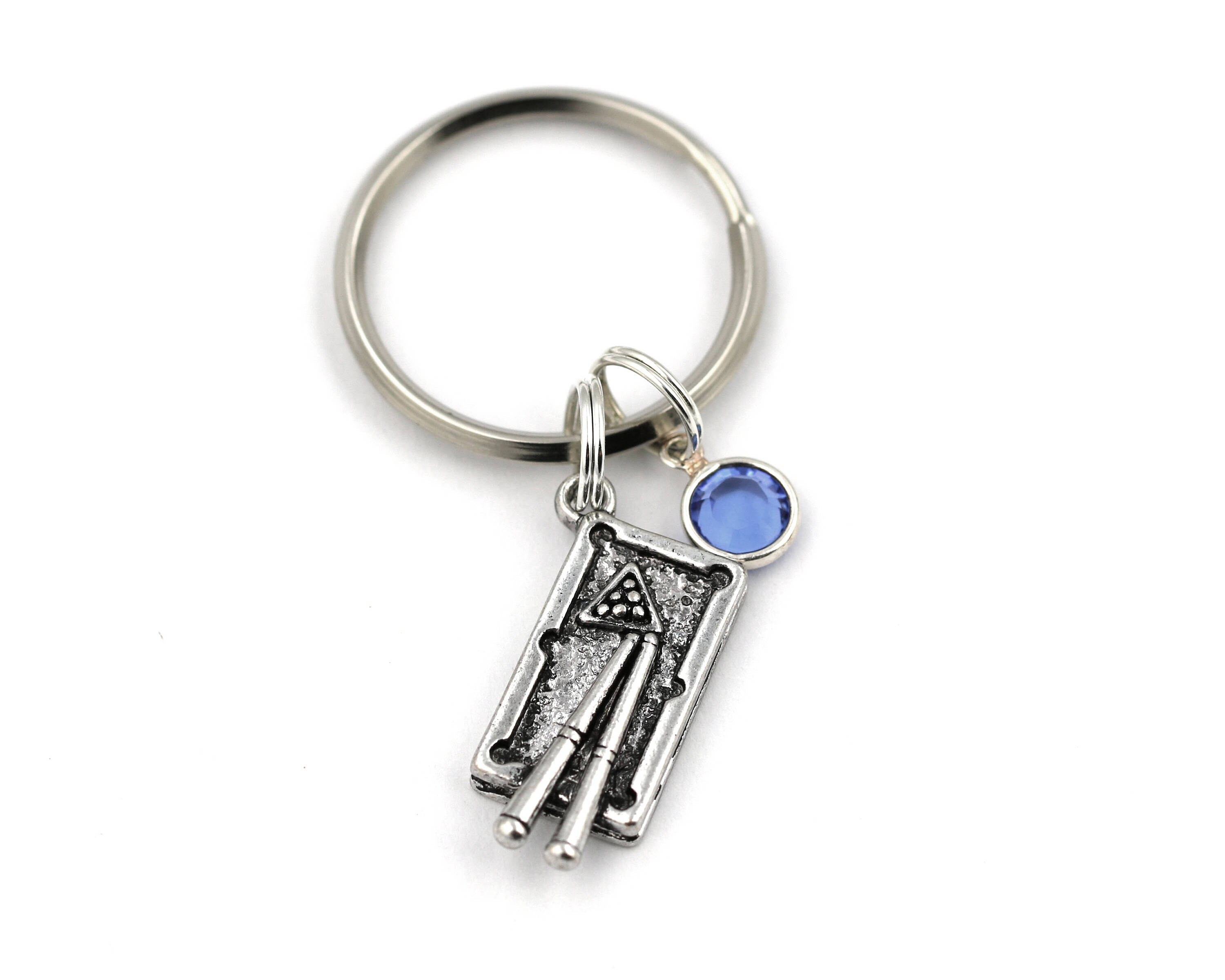 Billiard Table Key Ring Pool Table Keychain With Birthstone Etsy