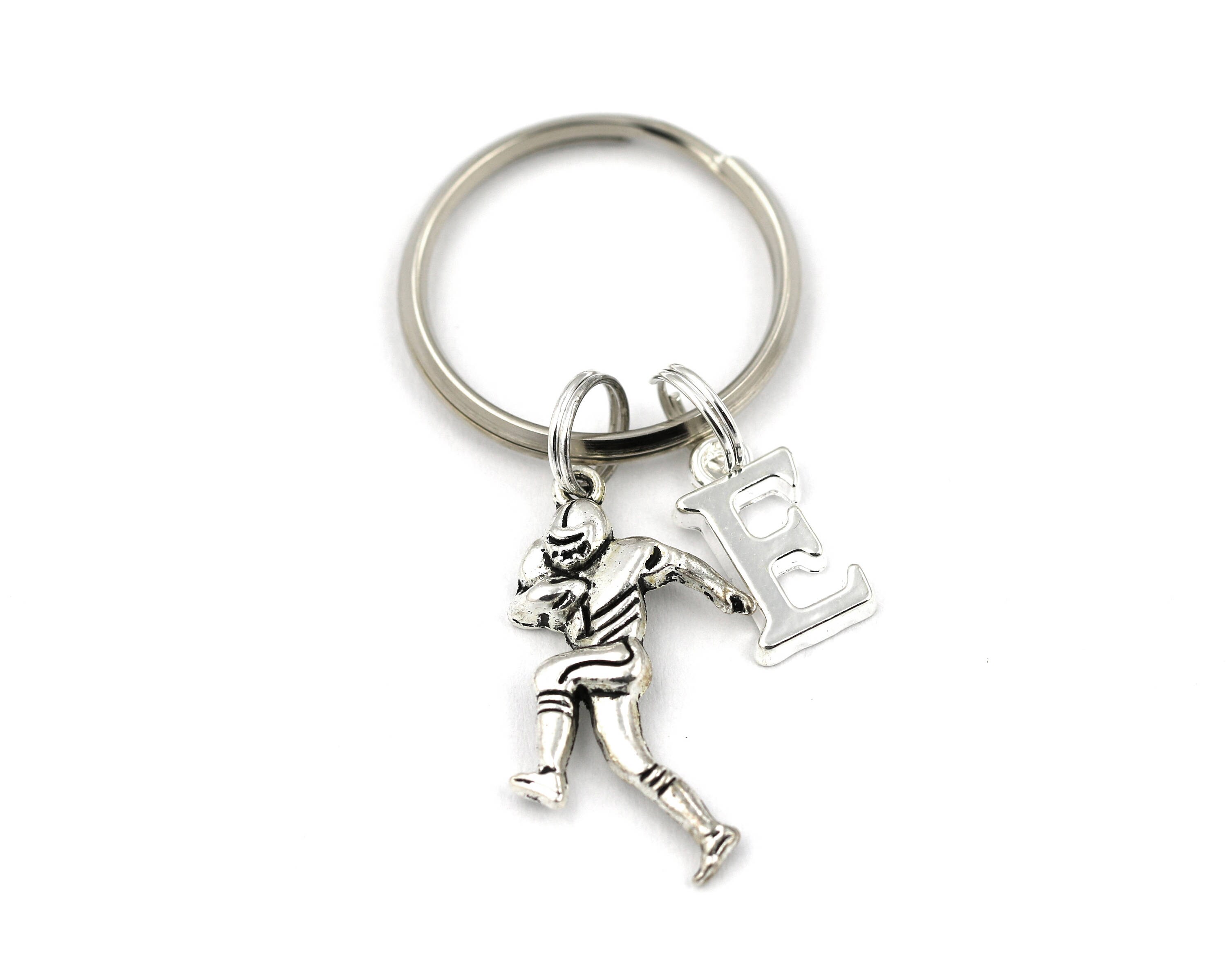 Football Key Ring Personalized Football Player Keychain Etsy