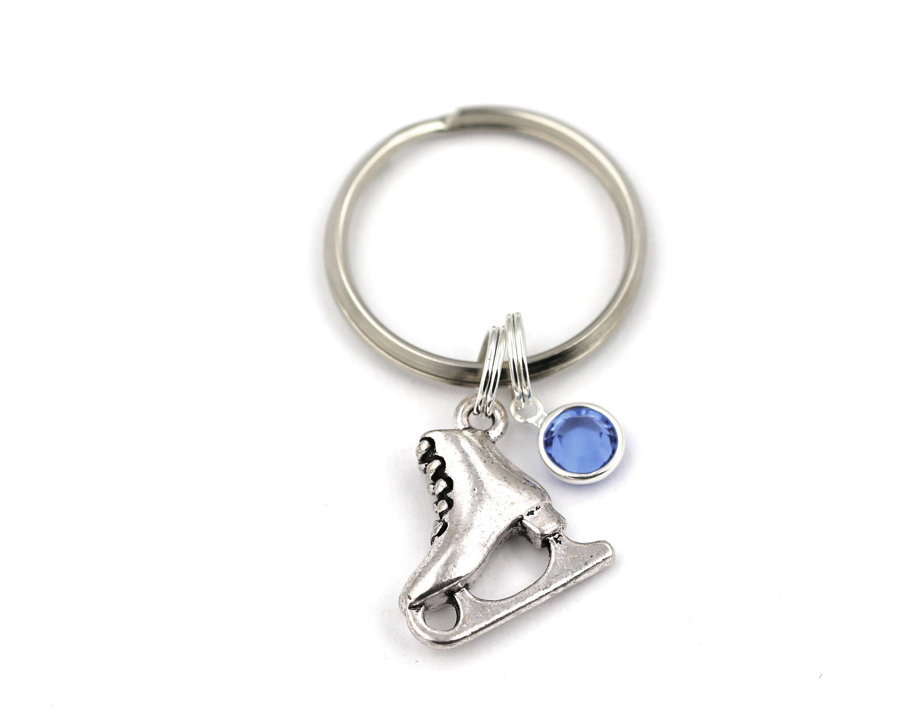 Ice Skate Key Ring Ice Skate Keychain With Birthstone Or Etsy