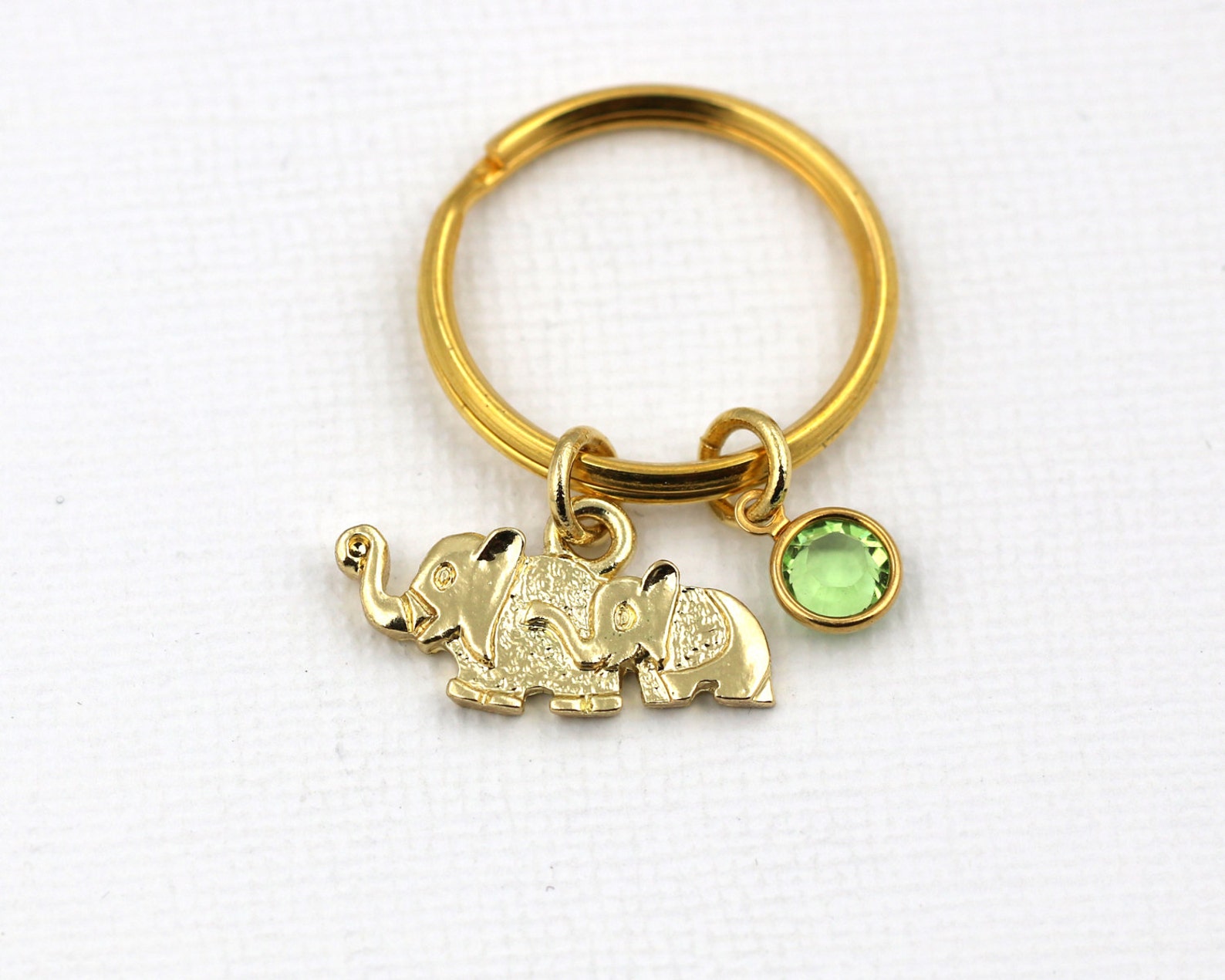 Two Elephants Key Ring Elephant Keychain With Birthstone Or Etsy