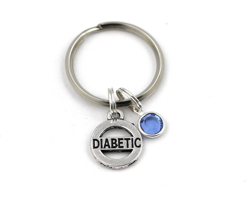 Diabetic Key Ring Diabetes Keychain With Birthstone Or Pearl Etsy