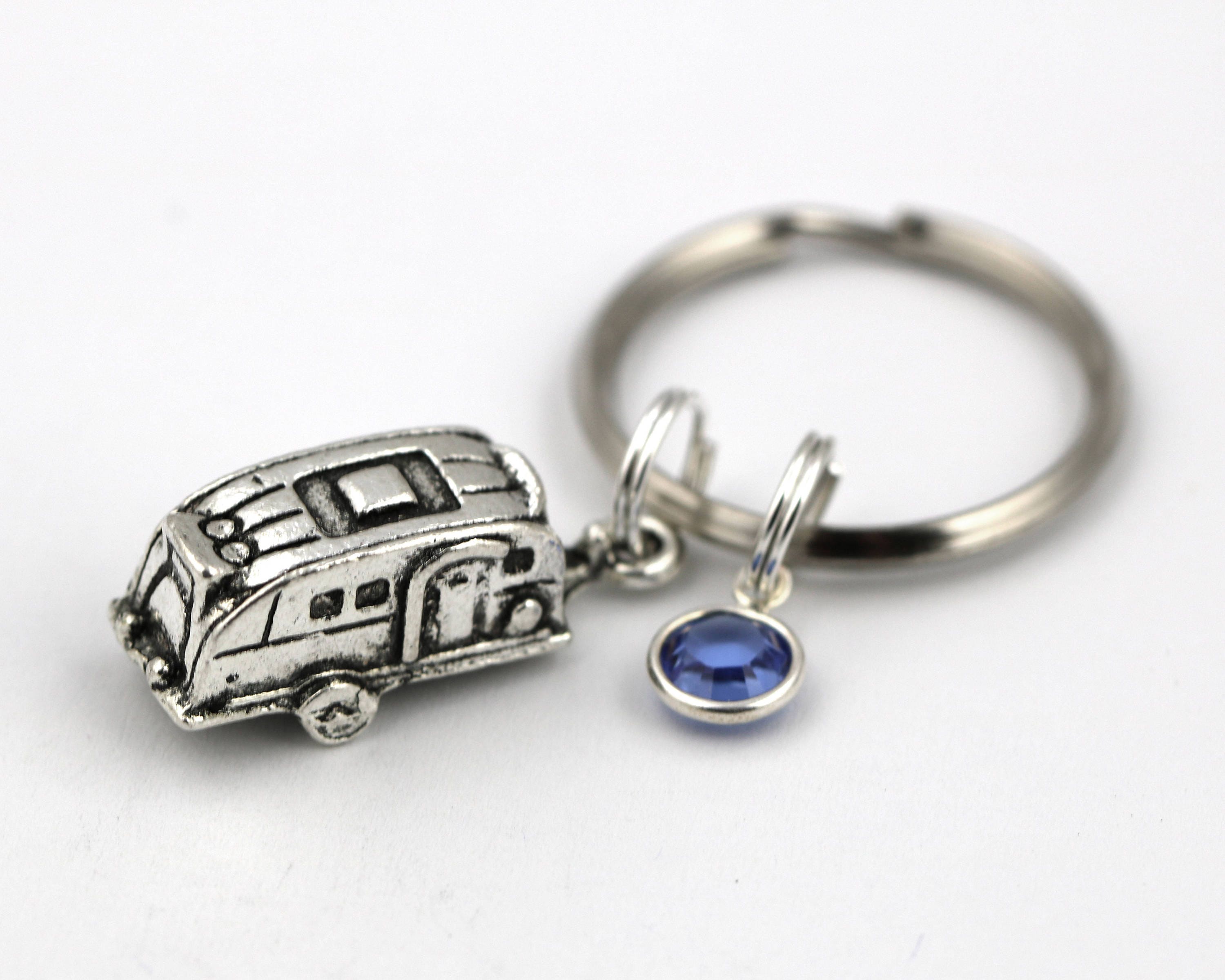 Caravan Key Ring Trailer Keychain With Birthstone Or Pearl Etsy