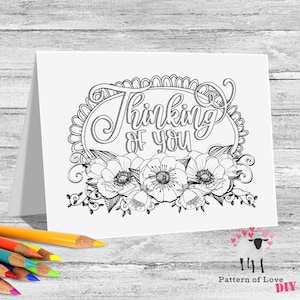 Je pense à toi - Cartes de correspondance imprimables à colorier