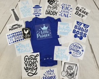 Baby Boy Decorating Station Iron On Transfers, Baby Shower Games, DIY Decorating Kit, Infant Station Kit for Baby Boy