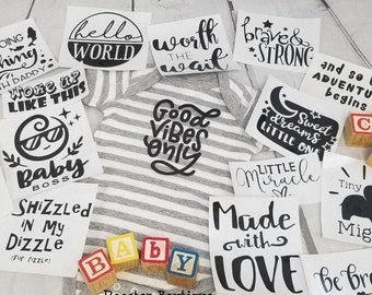 Gender Neutral Baby Decorating Station Iron On Transfers, Baby Shower Games, DIY Decorating Kit, Infant Station Kit for Baby Girl or Boy
