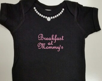 Breakfast at Mommy's Baby bodysuit one piece, creeper, breast feeding baby shower gift