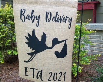 Baby Announcement Garden Flag, Personalized Garden Flag (Pole not included), Burlap Garden Flag Customized