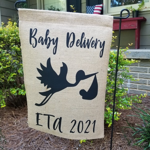 Baby Announcement Garden Flag, Personalized Garden Flag (Pole not included), Burlap Garden Flag Customized
