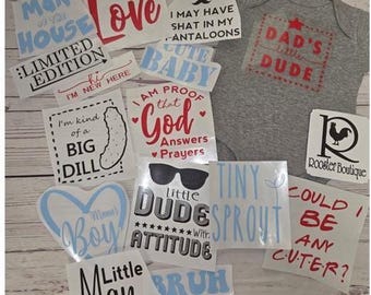Baby Boy Onesie Station Iron On Transfers, Baby Shower Games, DIY Decorating Kit, Infant Station Kit for Baby Boy