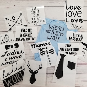 Baby Onesie Station Iron On Transfers, Baby Shower Games, DIY Decorating Kit, Infant Station Kit for Baby Boy