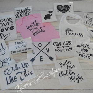 Baby Onesie Station Iron On Transfers, Baby Shower Games, DIY Decorating Kit, Infant Station Kit for Baby Girl
