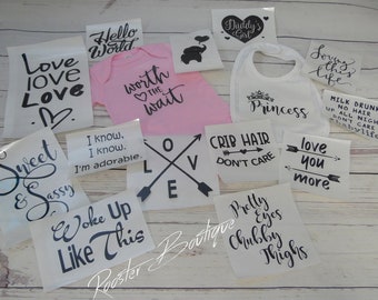 Baby Onesie Station Iron On Transfers, Baby Shower Games, DIY Decorating Kit, Infant Station Kit for Baby Girl
