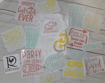 Gender Neutral Baby, Decorating Station Iron On Transfers, Baby Shower Games, DIY Decorating Kit, Infant Station Kit for Baby Girl and Boy