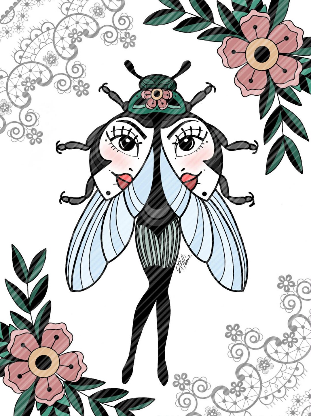 Clutter Bug Lady Bug Lady Print - Etsy