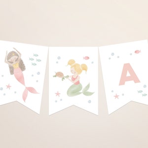 Mermaid Party Banner Download: Watercolor Under The Sea Garland (Digital File) Mermaid 151