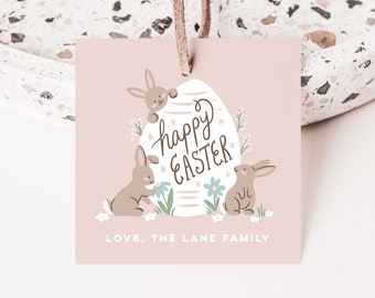 Editable Cute Easter Gift Tags, Personalised Easter Tags, Bunny Rabbit Easter Tags, Vintage Easter Tags, Digital Easter Tag Template