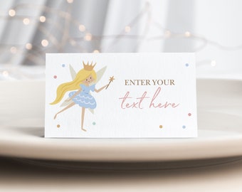 Editable Fairy Place Cards, Fairy Themed Food Tent Cards, Fairy Party Printables, Girls Fairy Birthday Party Template, Fairy Princess 123