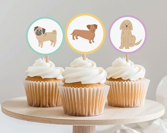Adornos para cupcakes de cachorros: Decoración para fiesta de cumpleaños de niñas (Descarga digital) Paw-ty Pups 769