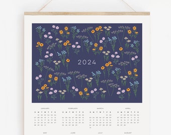 2024 Wild Flower Calendar, Floral 2024 Calendar, Daisy Calendar, Flower Market Calendar, 2024 Poster Calendar, Illustrated Calendar