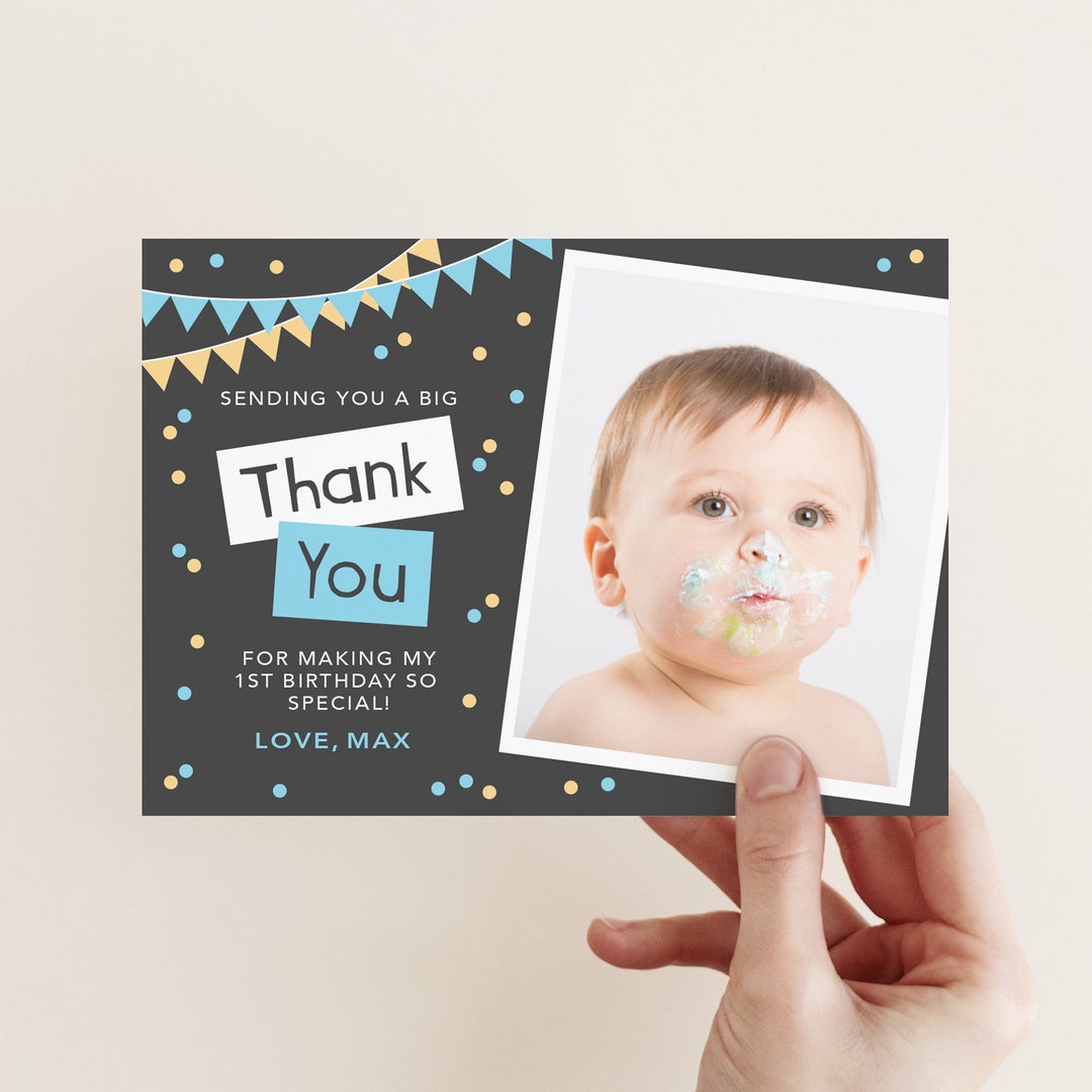 Birthday Boys Photo Thank You Card // I Customise for You to Print ...