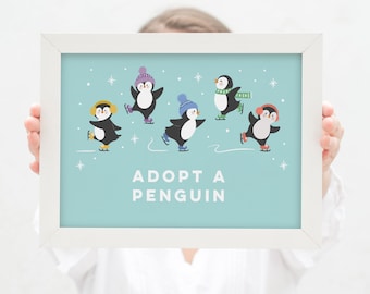 Editable Penguin Party Sign, Penguins Ice Skating Sign Template, Penguin Themed Birthday Party, Winter Birthday Party, Penguin Party 345