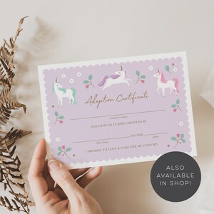 Editable Unicorn Adoption Certificate: Floral Rainbow Party (digital ...