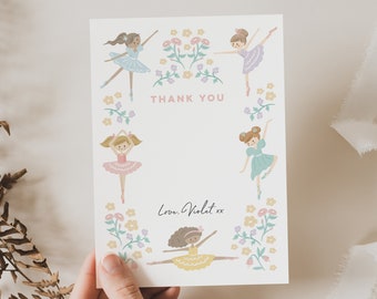 Editable Ballerina Thank You Card, Ballet Party Thank You, Dance Party Thank You, Ballerina Party Printables, Girls Personalised Stationery