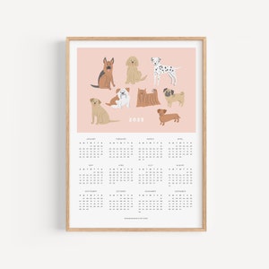 INSTANT DOWNLOAD 2025 Dog Calendar, A3 Poster Calendar To Print Yourself! Gift For Dog Lover, 2025 Printable Dog Calendar, Cute Dog Calendar
