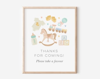 Editable Baby Shower Sign: Vintage Illustration, Gender Neutral (8x10) (Digital Download)