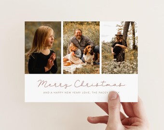 Modèle de carte de Noël moderne de 3 photos (téléchargement numérique)