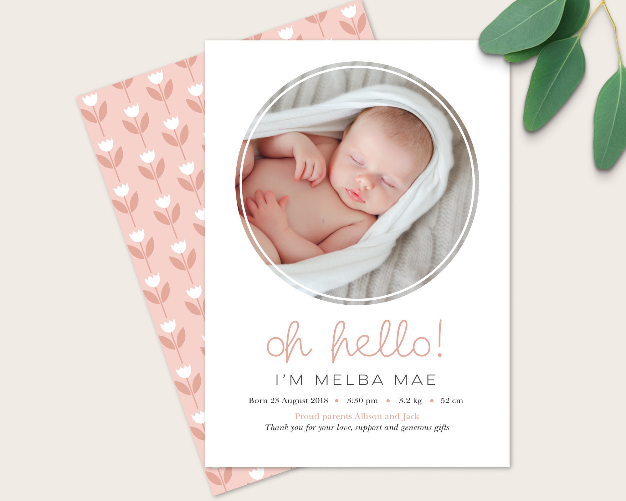double sided birth announcements