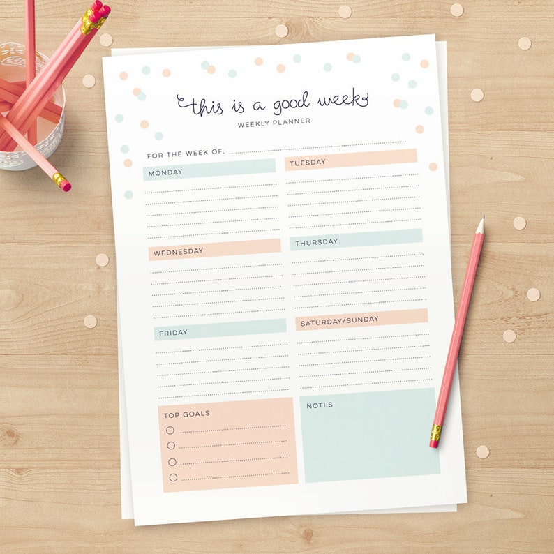 cute weekly downloadable planner pages in a4 and us letter etsy