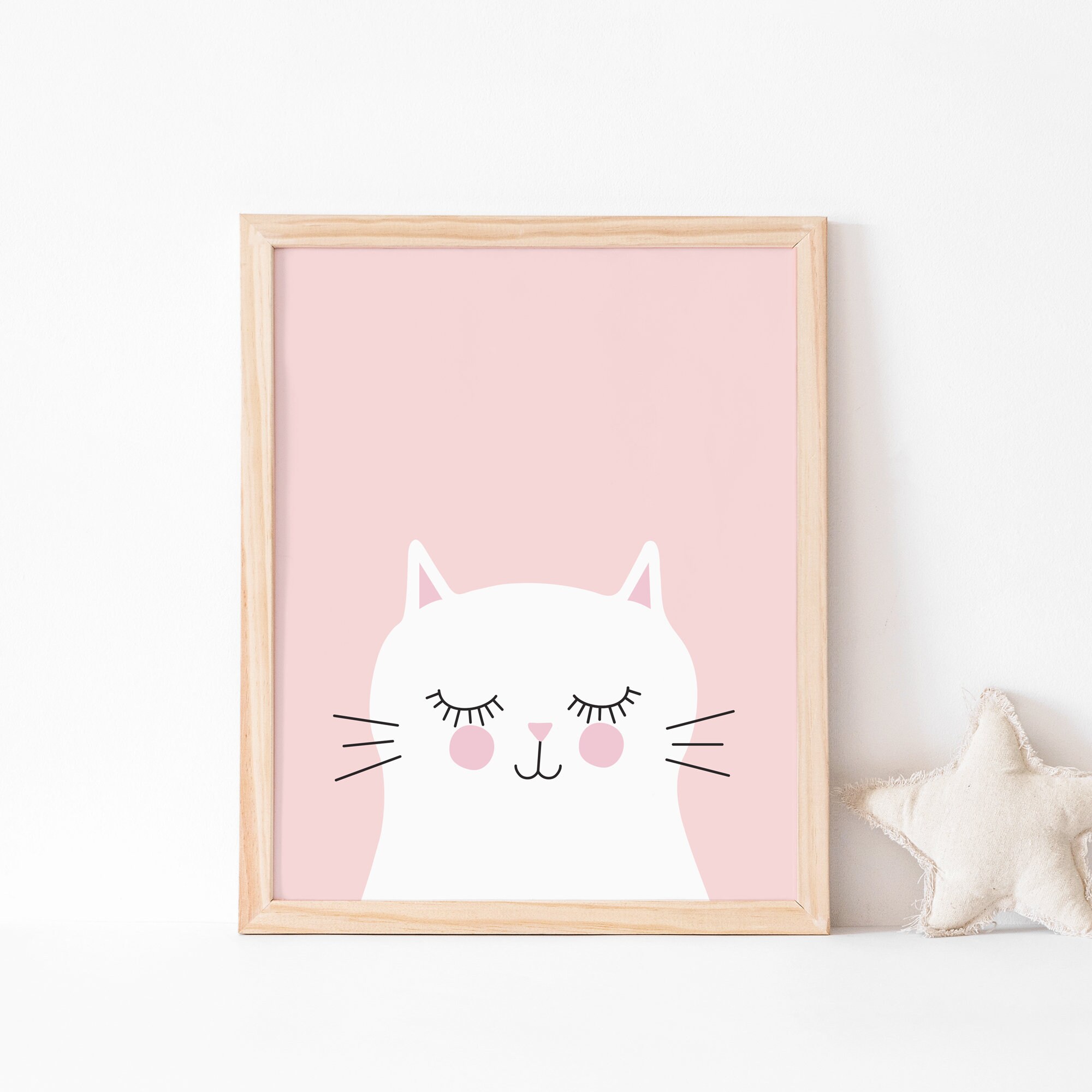 Kitty Cat in Pink Kids Art Print // Girls Room Art Print // Kids Wall ...