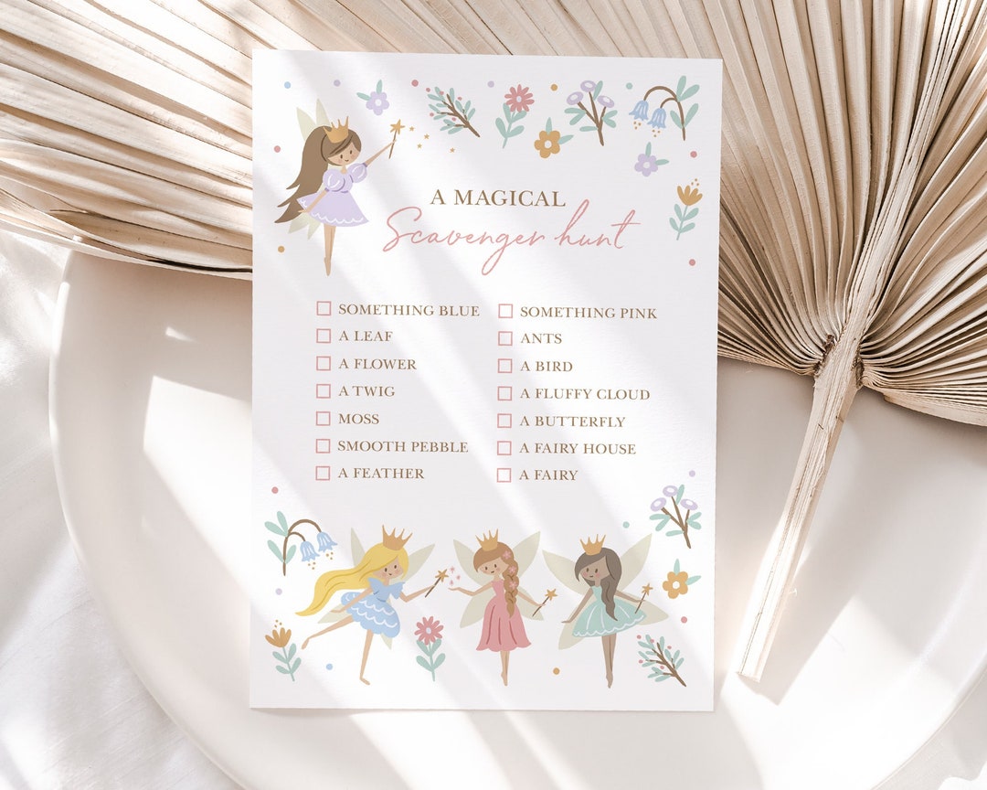 Editable Fairy Scavenger Hunt, Fairy Party Game, Fairy Birthday Party ...