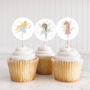 Fairy Princess Cupcake Toppers, Downloadable Fairy Cake Toppers, Round Printable Fairy Cupcake Toppers, Girls Fairy Party Fairy Princess 123