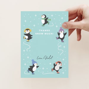 Cartões de agradecimento personalizados de pinguim, festa de aniversário de pinguim, papelaria de pinguim personalizado, festa de aniversário de inverno, festa de pinguim 345