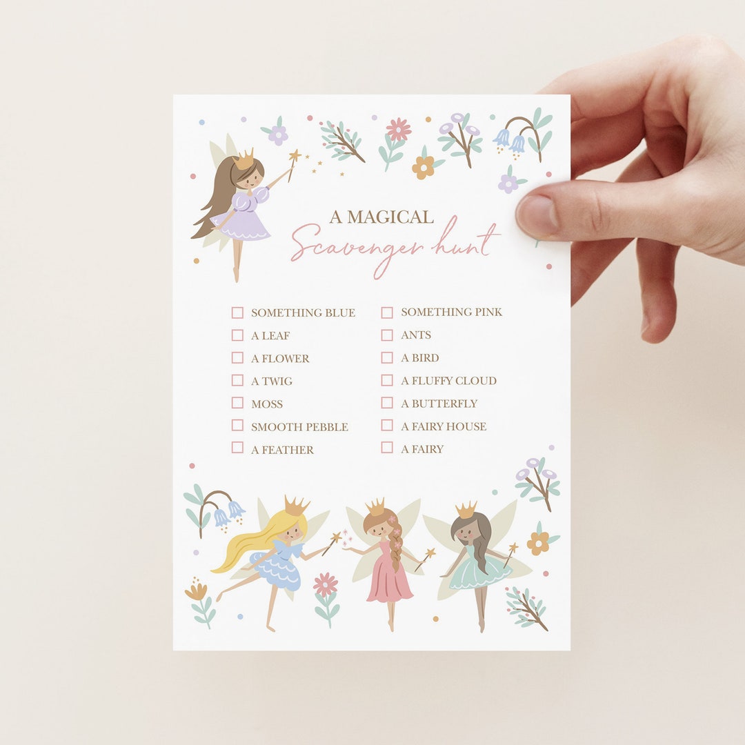 Editable Fairy Scavenger Hunt, Fairy Party Game, Fairy Birthday Party