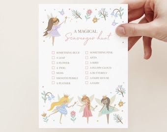 Editable Fairy Scavenger Hunt, Fairy Party Game, Fairy Birthday Party Printable, Magical Scavenger Hunt, Fairy Princess 123